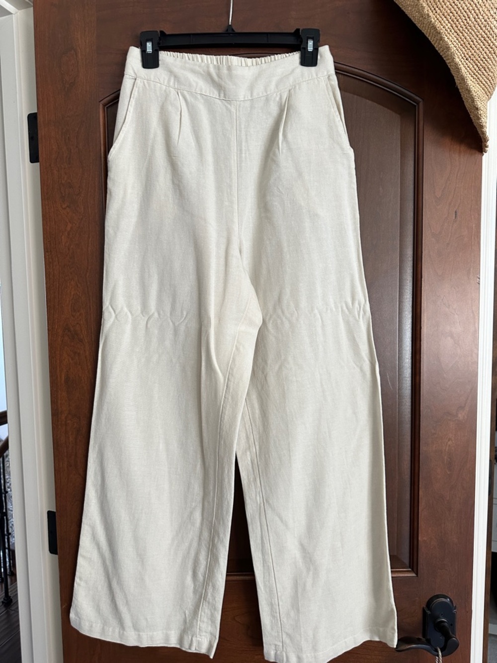 Women's Linen, Wide-Leg Cream Pants